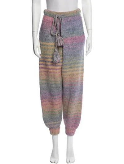 Pre-owned Loveshackfancy Striped Wide Leg Pants In Pink/purple