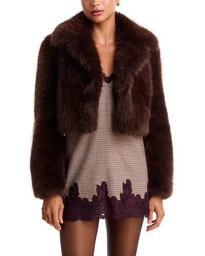 Loveshackfancy Stroma Faux Fur Cropped Jacket In Neutral