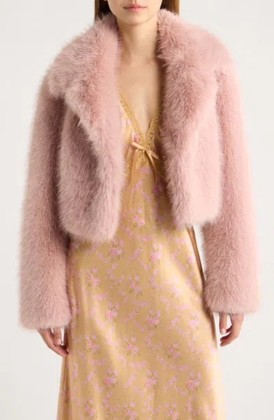 Loveshackfancy Stroma Faux Fur Jacket In Pink