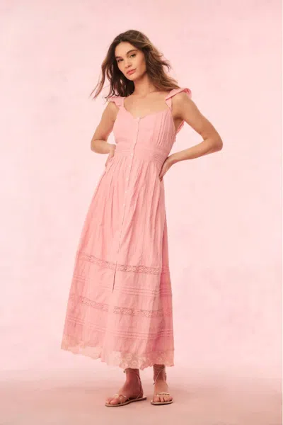 Loveshackfancy Sufette Midi Dress In Strawberry Spritz In Pink