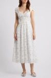 Loveshackfancy Suvi Floral Pritn Lace Maxi Dress In White