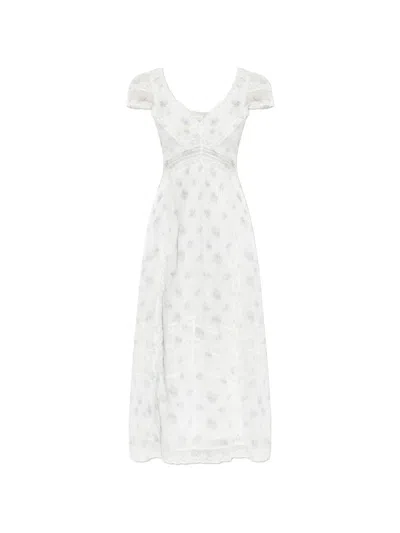 Loveshackfancy Suvi Floral Pritn Lace Maxi Dress In White