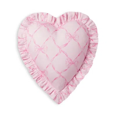 Loveshackfancy Sweetheart Ruffle Heart Pillow In Pink