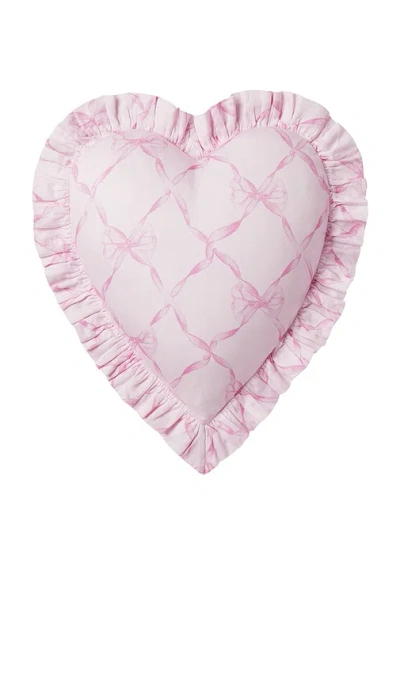Loveshackfancy Sweetheart Ruffle Heart Pillow In Pink