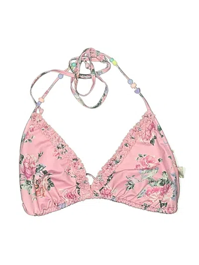 Pre-owned Loveshackfancy Swimsuit Top Pink Floral Pattern Swimwear