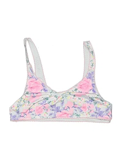 Pre-owned Loveshackfancy Swimsuit Top Pink Floral Pattern Swimwear