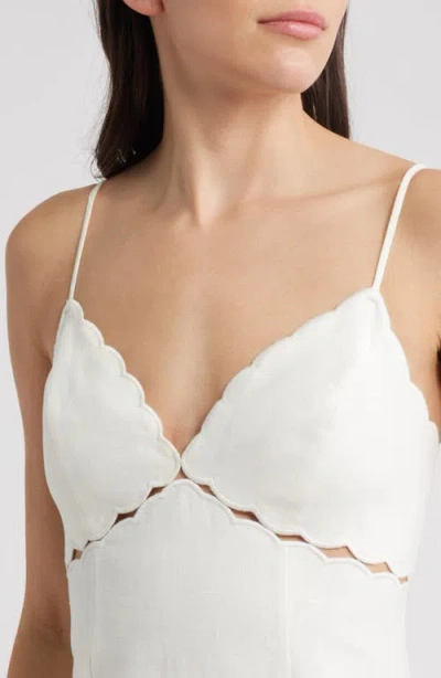 Loveshackfancy Sydelle Embroidered Trim Linen Midi Dress