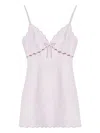 Loveshackfancy Sydow Scallop-trim Tie-front Mini Dress In Purple