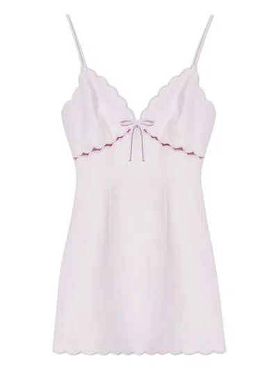 Loveshackfancy Sydow Scallop-trim Tie-front Mini Dress In Purple