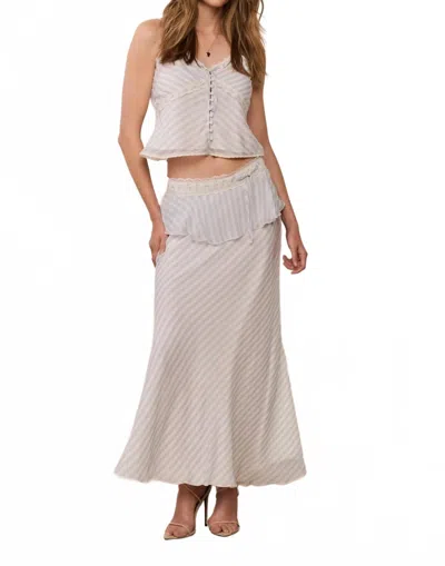 Loveshackfancy Sylette Chiffon Striped Maxi Skirt In Lariat Blue In Neutral