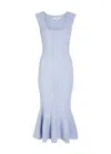 Loveshackfancy Tayleen Pointelle-knit Fluted Midi Dress In Blue
