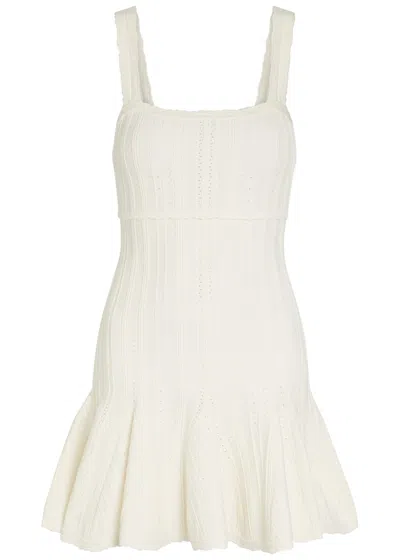 Loveshackfancy Tabatha Pointelle-knit Mini Dress In White