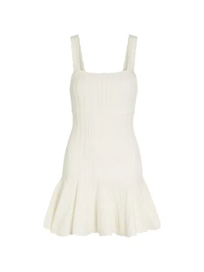 Loveshackfancy Pointelle-knit Ruffled Mini Dress In Neutral