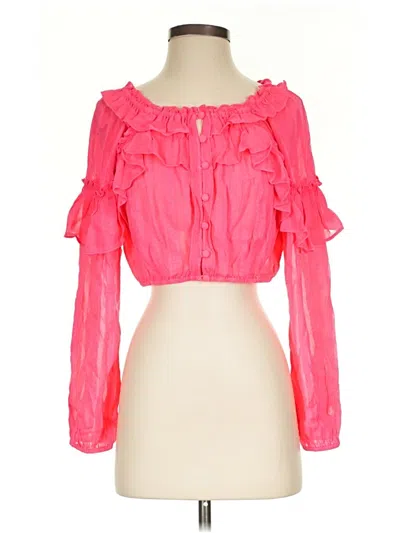 Pre-owned Loveshackfancy Tank Top Pink Ruffles Neckline Tops