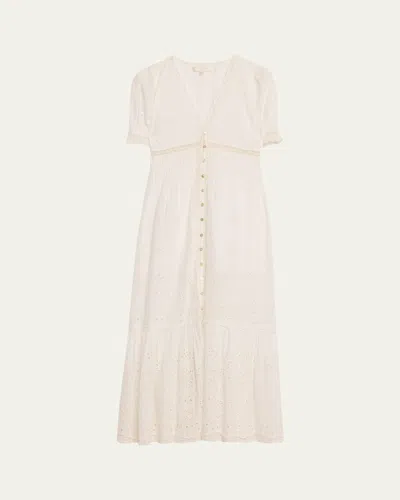 Loveshackfancy Tarragon Broderie Anglaise Midi Dress In Neutral