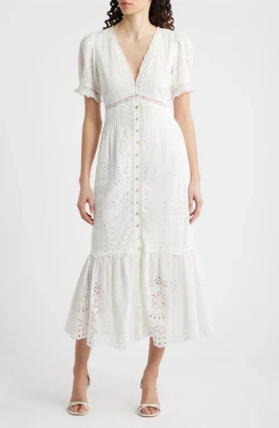 Loveshackfancy Tarragon Eyelet Lace Maxi Dress In White
