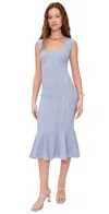 Loveshackfancy Tayleen Pointelle-knit Fluted Midi Dress In Purple