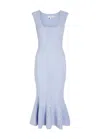Loveshackfancy Tayleen Pointelle-knit Fluted Midi Dress In Blue