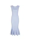 Loveshackfancy Tayleen Pointelle-knit Fluted Midi Dress In Blue