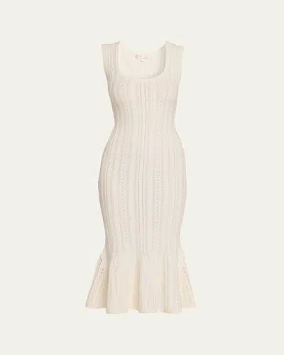 Loveshackfancy Tayleen Stretch Pointelle Midi Dress In White