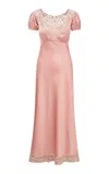Loveshackfancy Taylis Embroidered Satin Dress In Pink