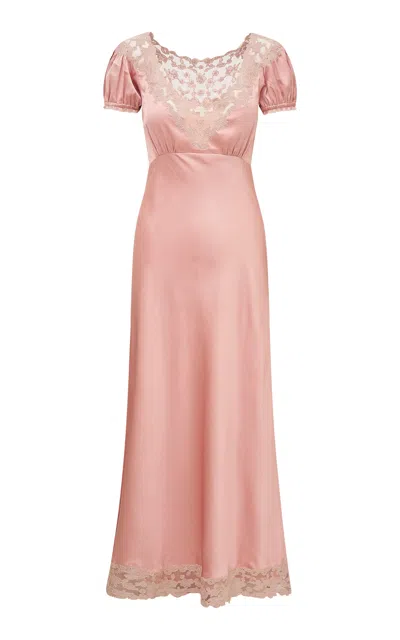 Loveshackfancy Taylis Embroidered Satin Dress