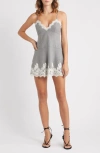 Loveshackfancy Teddi Lace Detail Minidress In Gray