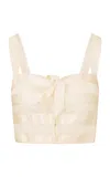 Loveshackfancy Tessaline Cropped Top In Neutral