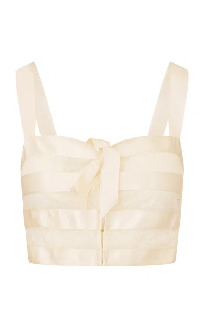 Loveshackfancy Tessaline Cropped Top In Neutral