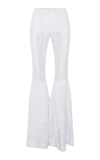 Loveshackfancy Tevla Flared Cotton Pants In White
