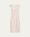 Loveshackfancy Theodore Floral Satin Midi Dress In Pink