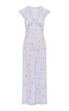 Loveshackfancy Theodore Lace-trimmed Satin Midi Dress In Blue