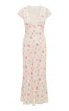 Loveshackfancy Theodore Lace-trimmed Satin Midi Dress In Multi