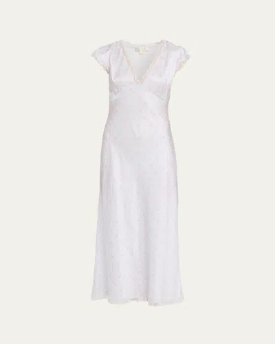 Loveshackfancy Theodore Silk-blend Floral Maxi Dress In White