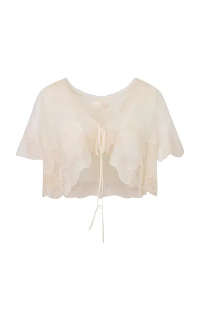 Loveshackfancy Thessia Silk Cape In Ivory