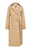 Loveshackfancy Thiel Cotton-blend Trench Coat In Khaki