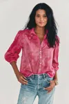 Loveshackfancy Tie Dye Long Sleeve Button Top In Pink