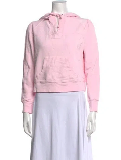Pre-owned Loveshackfancy Tie Neck Long Sleeve Hoodie In Pink