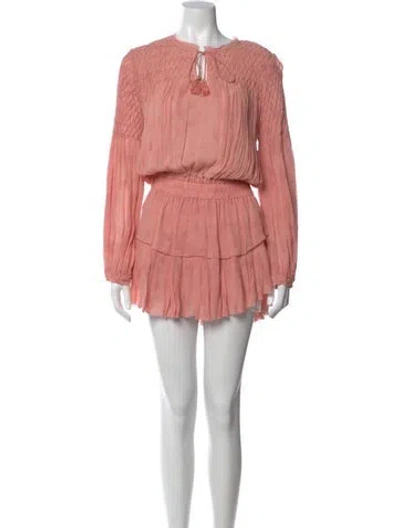 Pre-owned Loveshackfancy Tie Neck Mini Dress In Pink
