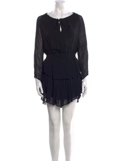Pre-owned Loveshackfancy Tie Neck Mini Dress W/ Tags In Black