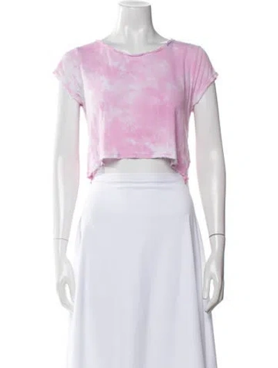 Pre-owned Loveshackfancy Tie-dye Print Bateau Neckline Crop Top In Pink