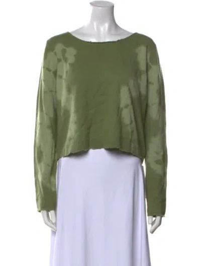 Pre-owned Loveshackfancy Tie-dye Print Bateau Neckline Sweater In Green