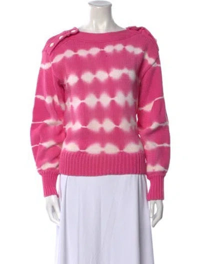 Pre-owned Loveshackfancy Tie-dye Print Bateau Neckline Sweater In Pink