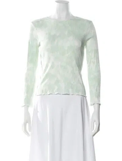 Pre-owned Loveshackfancy Tie-dye Print Bateau Neckline Top In Green