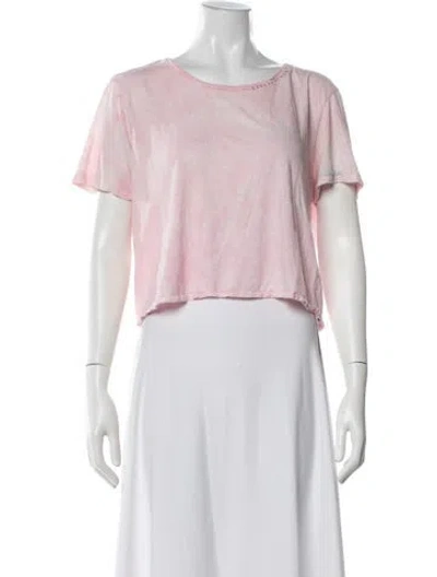 Pre-owned Loveshackfancy Tie-dye Print Crew Neck Crop Top In Pink