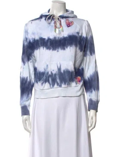 Pre-owned Loveshackfancy Tie-dye Print Crew Neck Hoodie In Blue