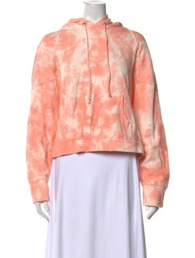 Pre-owned Loveshackfancy Tie-dye Print Crew Neck Hoodie In Orange
