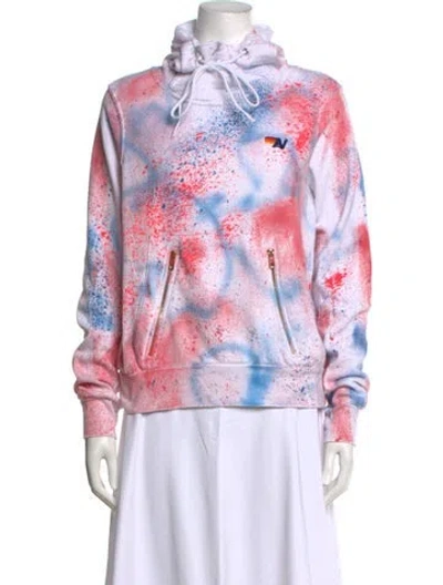 Pre-owned Loveshackfancy Tie-dye Print Crew Neck Hoodie In Pink/white