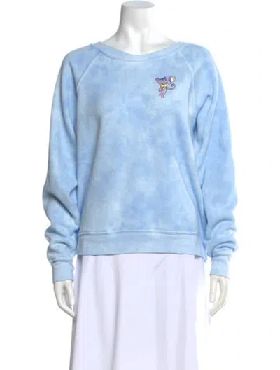 Pre-owned Loveshackfancy Tie-dye Print Crew Neck Sweater In Blue