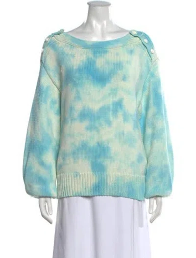 Pre-owned Loveshackfancy Tie-dye Print Crew Neck Sweater In Blue